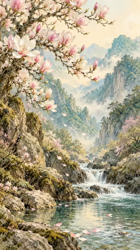 辛夷坞诗意插画