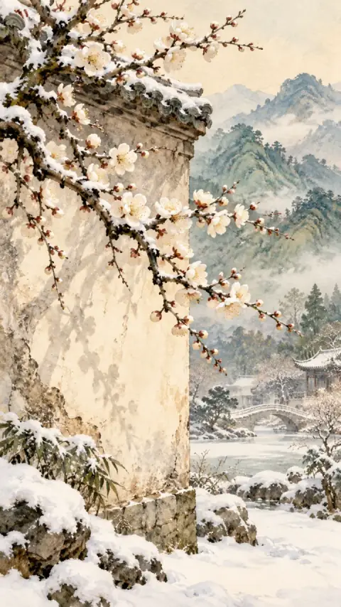 梅花诗意插画