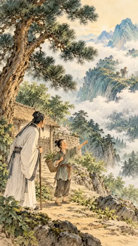寻隐者不遇诗意插画
