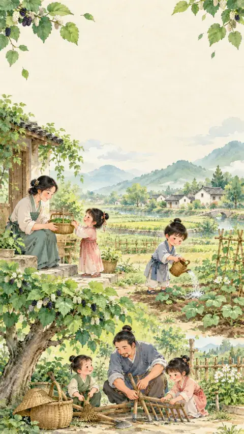 四时田园杂兴·其三十一诗意插画