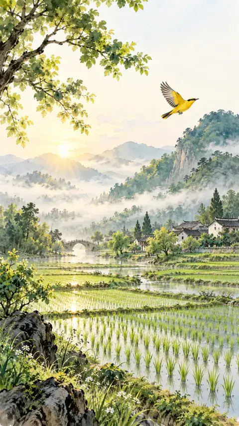 新凉诗意插画