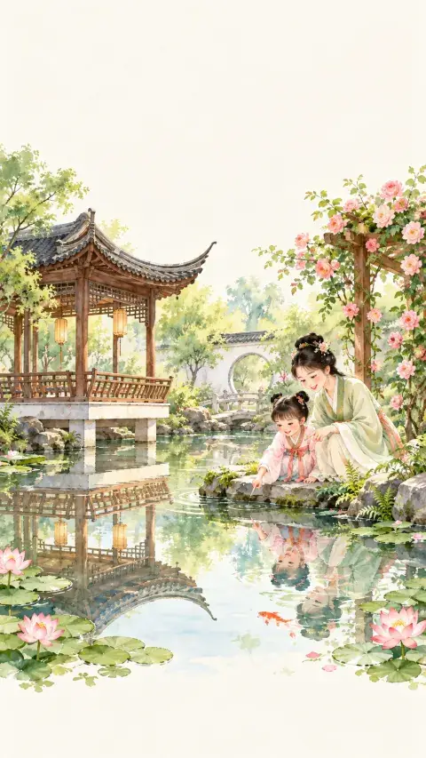 山亭夏日诗意插画