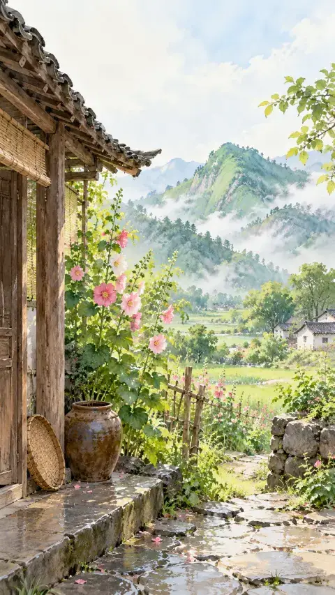 客中初夏诗意插画