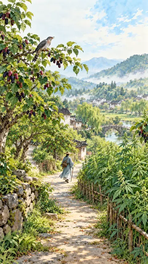 初夏绝句诗意插画
