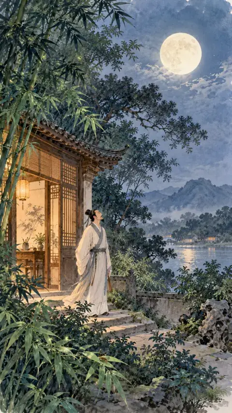 追凉诗意插画