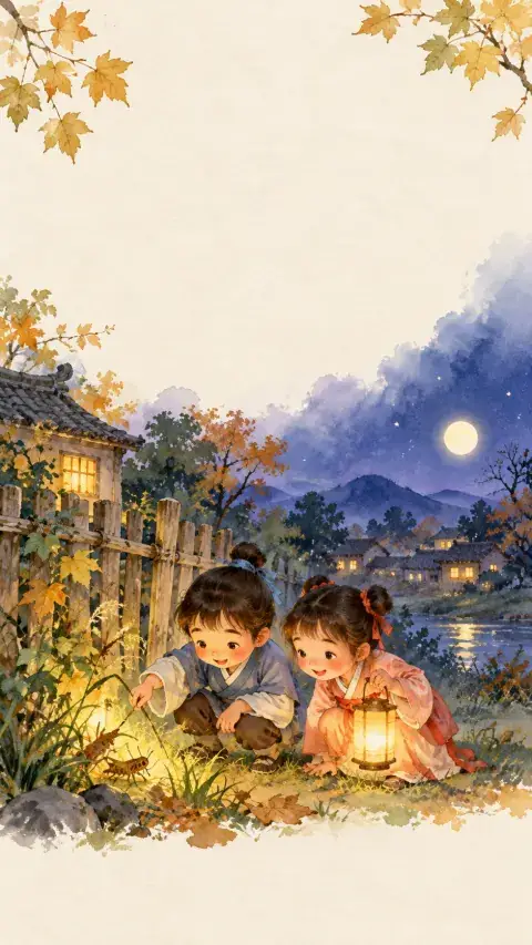 夜书所见诗意插画