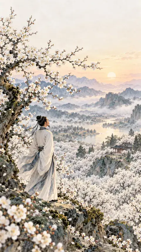 Poetic illustration for Plum Blossom Quatrain, No. 1
