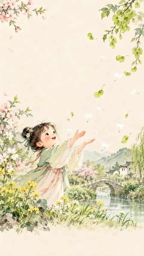 晚春诗意插画