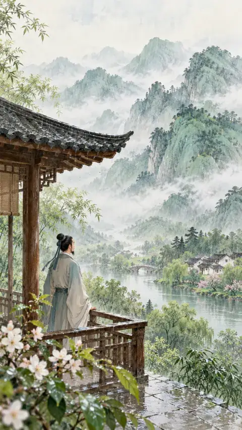 小雨诗意插画