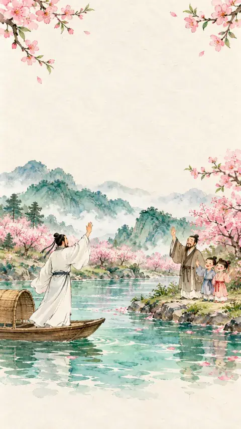 Poetic illustration for For Wang Lun