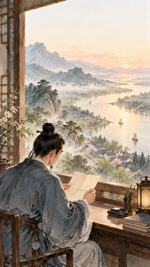 京师得家书诗意插画