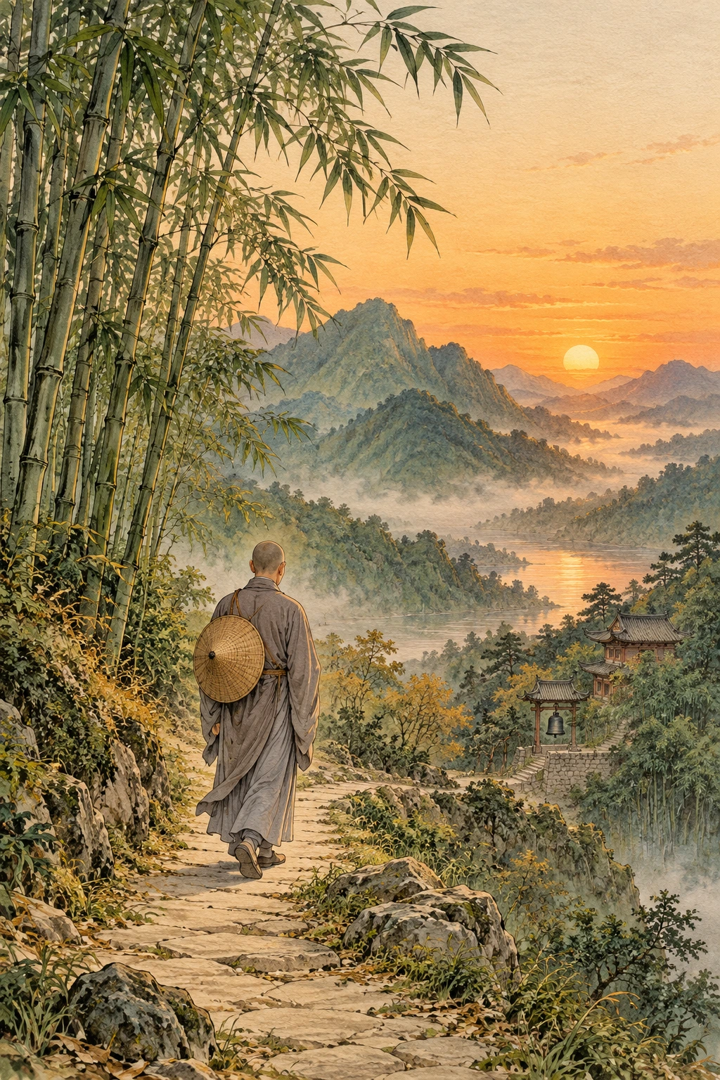 送灵澈上人诗意插画
